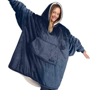 THE COMFY Original | Oversized Microfiber & Sherpa Wearable Blanket, Seen On Shark Tank, One Size Fits All (Blue)